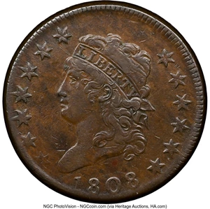 image for: 1808 1C S-277, B-1, R.2, XF40 NGC. NGC Census: (3/4). Ex: Jonathan K. Kern Collection....