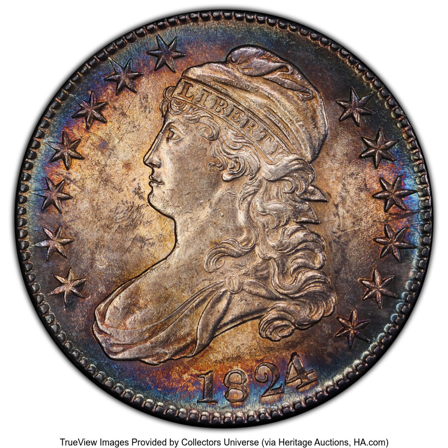 image for: 1824/1 50C O-101a, R.1, AU58 PCGS. PCGS Population: (4/4 and 0/0+)....