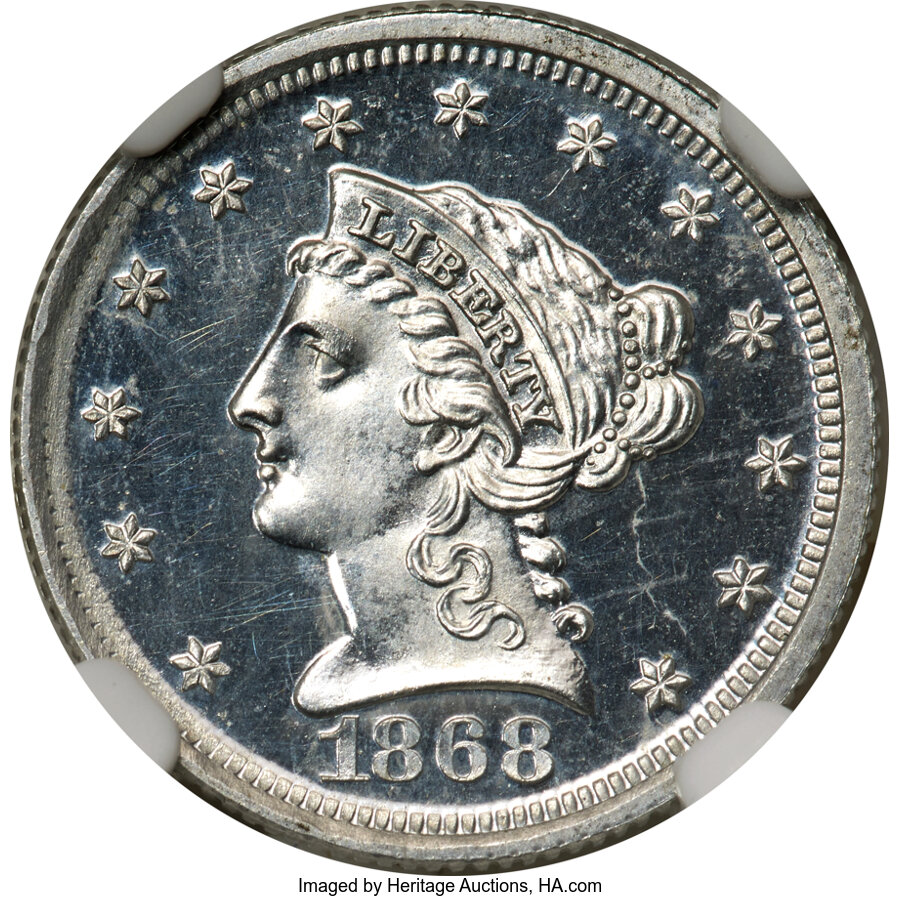 image for: 1868 $2.50 Quarter Eagle, Judd-654, Pollock-727, Low R.7, PR65 Cameo NGC....