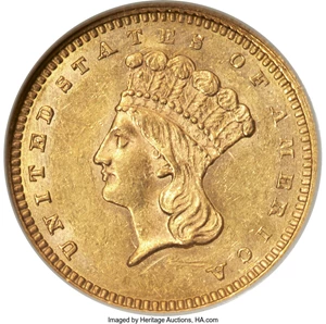 image for: 1863 G$1 MS61 NGC....