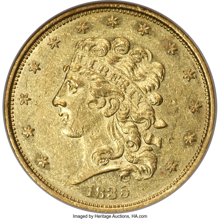 image for: 1835 $5 HM-3, High R.5, AU58 NGC....