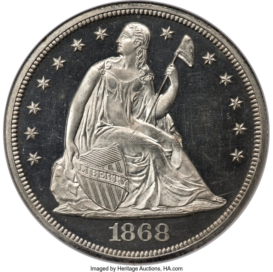 image for: 1868 $1 PR65 Cameo NGC. OC-P2, High R.3....