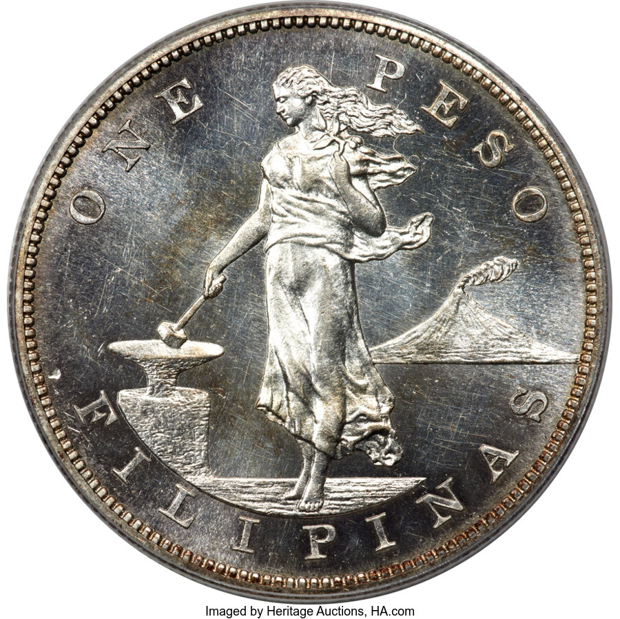 image for: 1906 Philippines Peso, KM-168, Allen-16.07, PR63 PCGS....