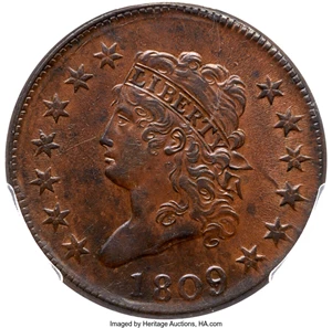 image for: 1809 1C S-280, B-1, R.2, AU58 PCGS....