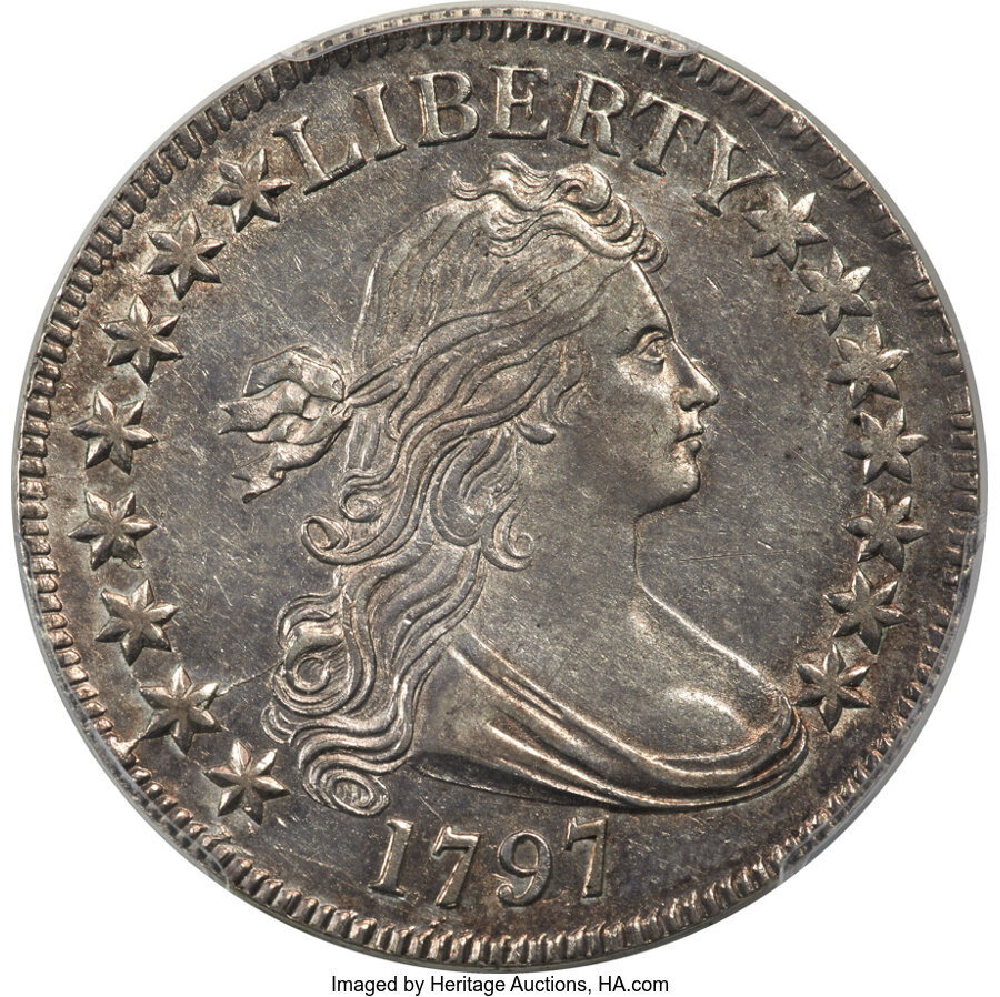 image for: 1797 50C O-102, T-2, High R.5, AU55+ PCGS. Amato-501....