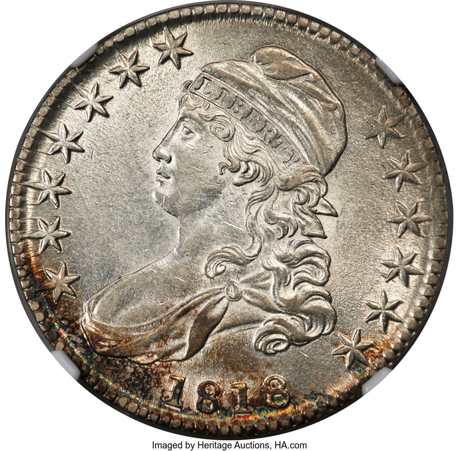 image for: 1818 50C O-107a, R.1, AU55 NGC....