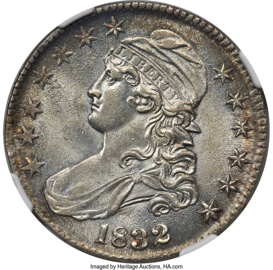 image for: 1832 50C Small Letters, O-115, R.1, MS62 NGC....