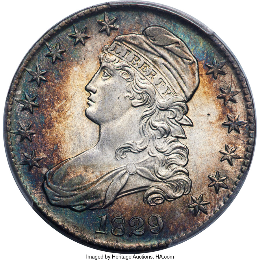 image for: 1829 50C Small Letters, O-115, R.1, MS63 PCGS....