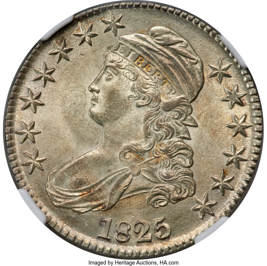 image for: 1825 50C O-101, R.1, MS63 NGC....