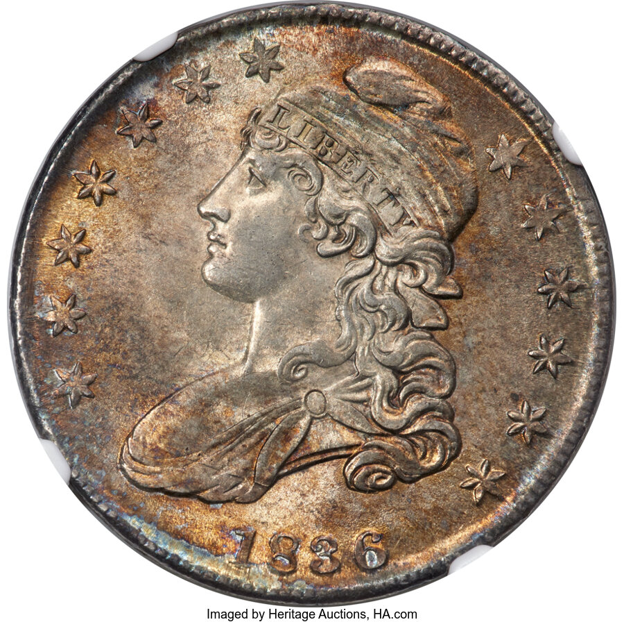 image for: 1836 50C Lettered Edge, O-117, R.3, MS62 NGC....