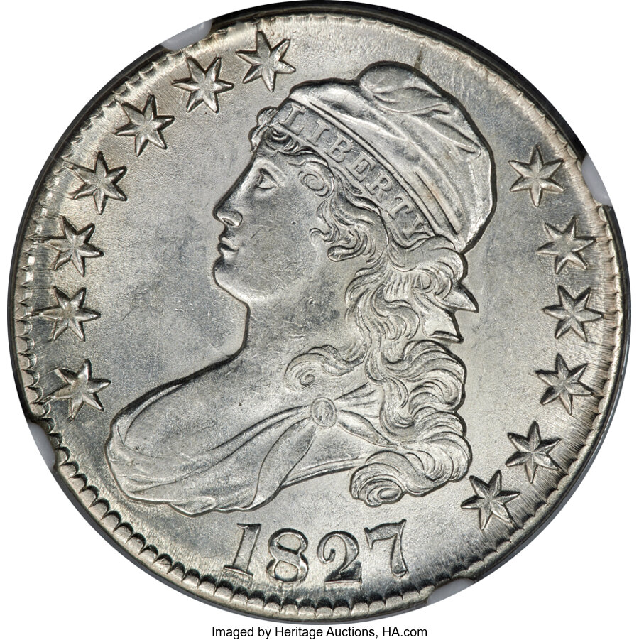 image for: 1827 50C Square Base 2, O-136, Low R.4, MS61 NGC....