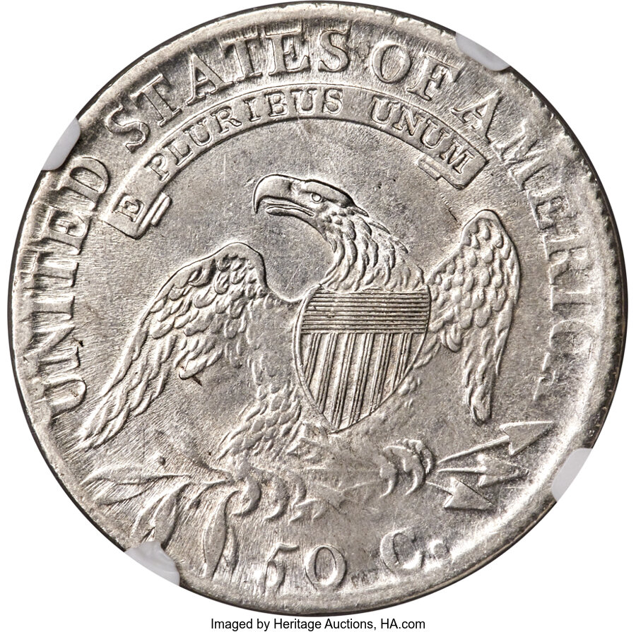 image for: 1813 50C Single Leaf, O-109a, R.4, AU55 NGC....