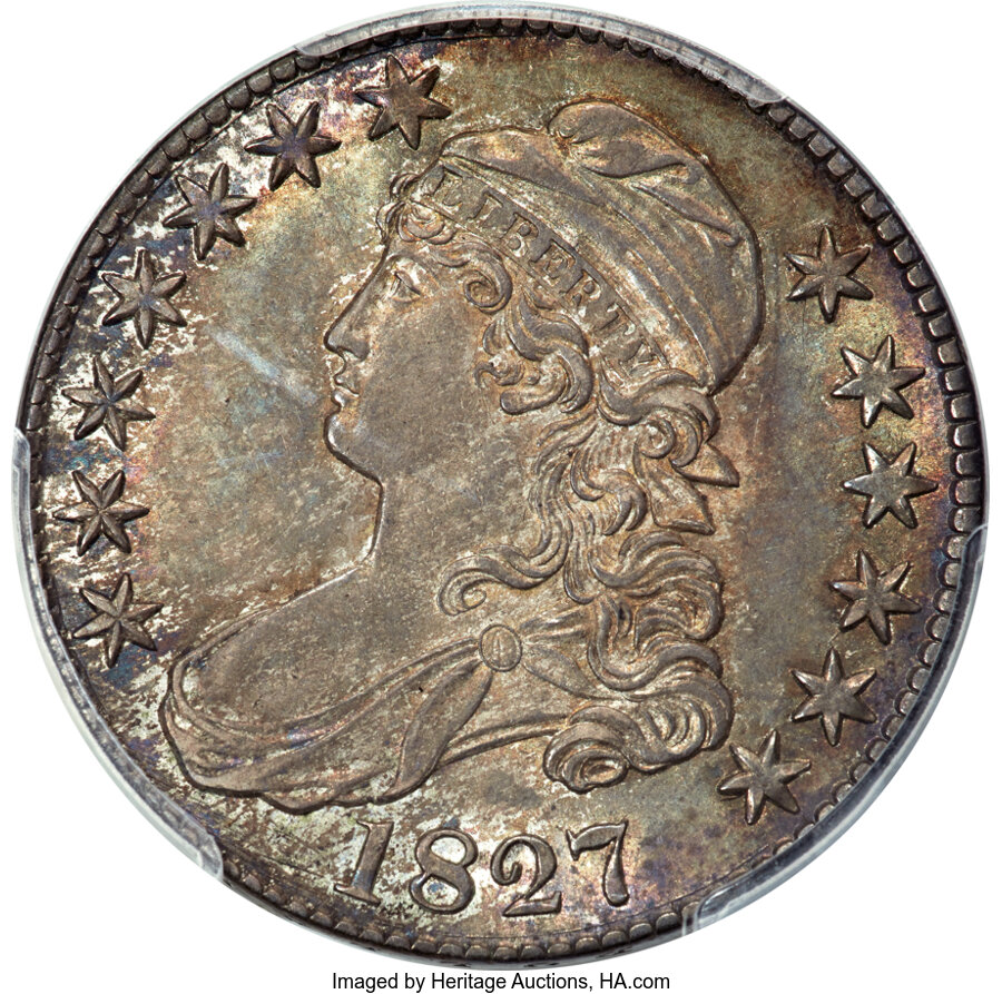 image for: 1827 50C Square Base 2, O-120, R.5, MS64 PCGS....