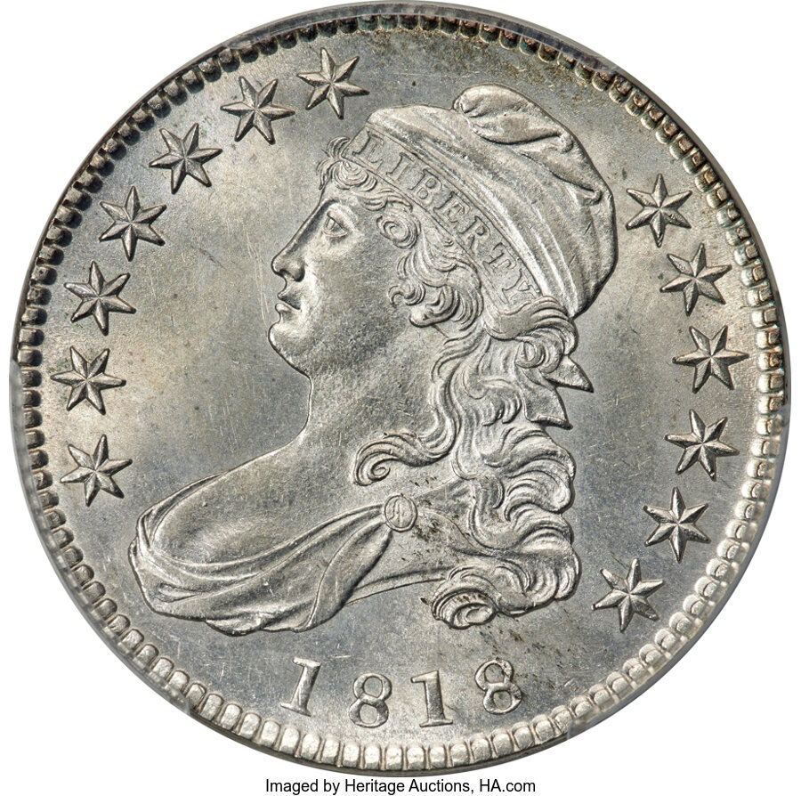 image for: 1818 50C O-104, R.6, MS62 PCGS....