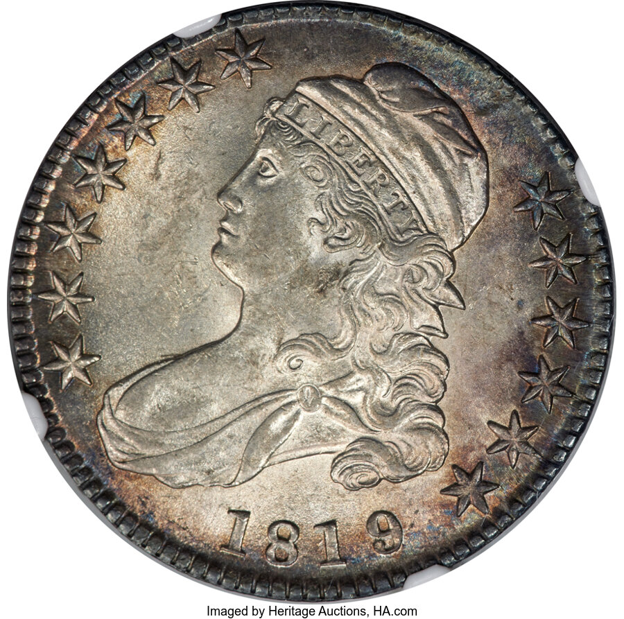 image for: 1819/8 50C Large 9, O-102, R.1, MS62 NGC....