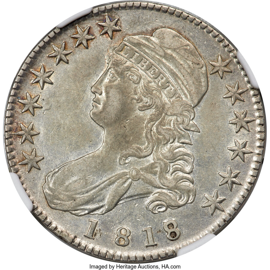 image for: 1818/7 50C Small 8, O-102, R.2, AU50 NGC....
