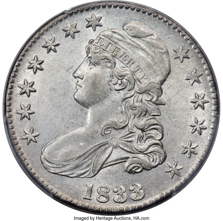 image for: 1833 50C O-113, R.3, AU55 PCGS....