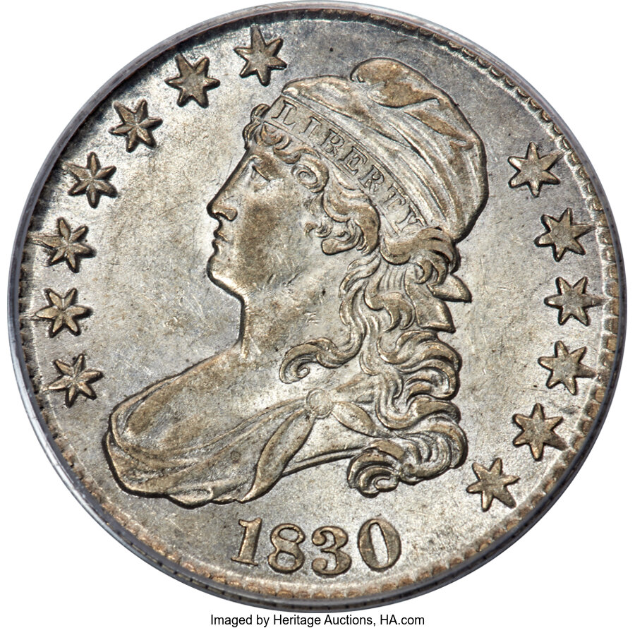 image for: 1830 50C Large 0, O-122, R.1, AU55 PCGS. CAC....