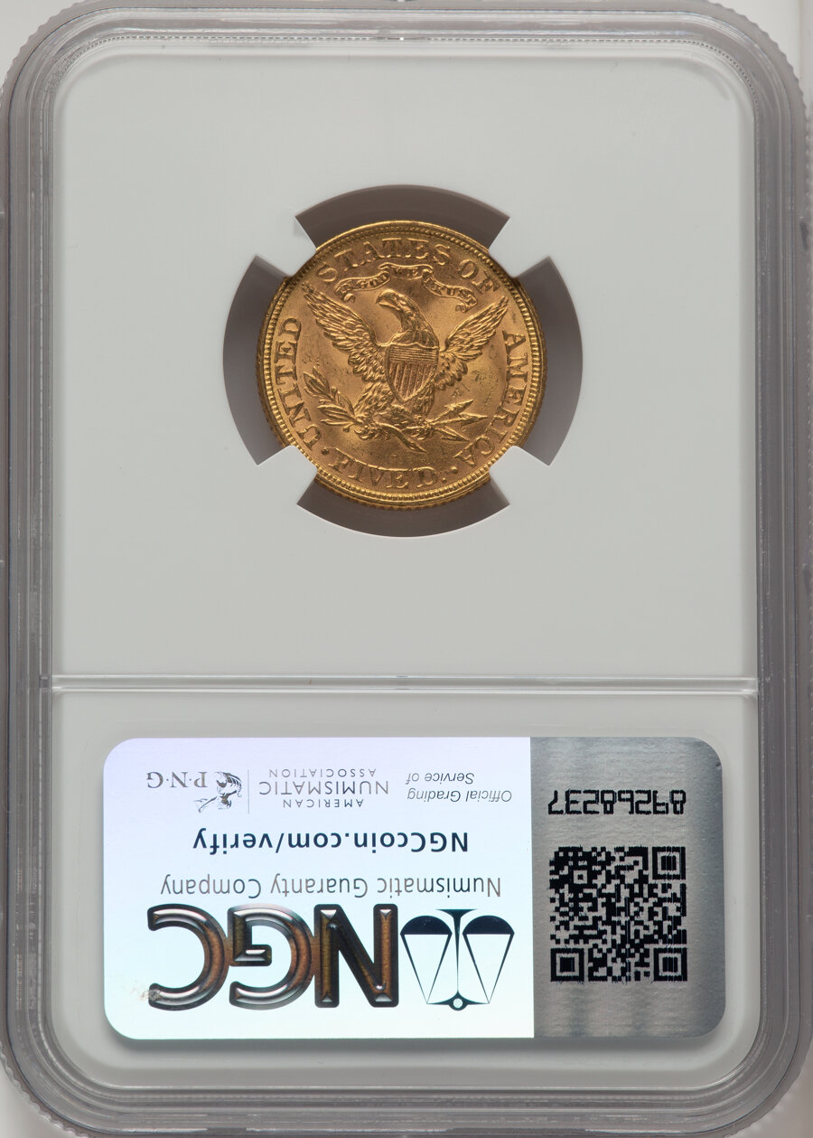 1880 $5 Liberty Gold – With Motto Mint State (MS) Pricing