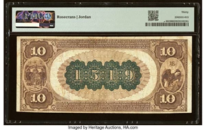 image for: Cumberland, MD - $10 1882 Brown Back Fr. 482 The Second National Bank Ch. # (E)1519 PMG Very Fine 30....
