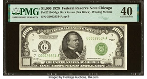 image for: Fr. 2210-G $1,000 1928 Federal Reserve Note. PMG Extremely Fine 40....