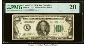 image for: Fr. 2150-L* $100 1928 Federal Reserve Star Note. PMG Very Fine 20....