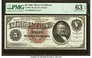 image for: Fr. 263 $5 1886 Silver Certificate PMG Choice Uncirculated 63 EPQ....