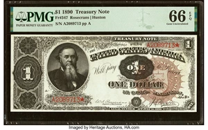 image for: Fr. 347 $1 1890 Treasury Note PMG Gem Uncirculated 66 EPQ....