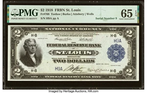 image for: Fr. 768 $2 1918 Federal Reserve Bank Note PMG Gem Uncirculated 65 EPQ....