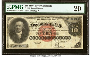 image for: Fr. 290 $10 1880 Silver Certificate PMG Very Fine 20....