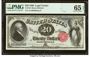 image for: Fr. 142 $20 1880 Legal Tender PMG Gem Uncirculated 65 EPQ....