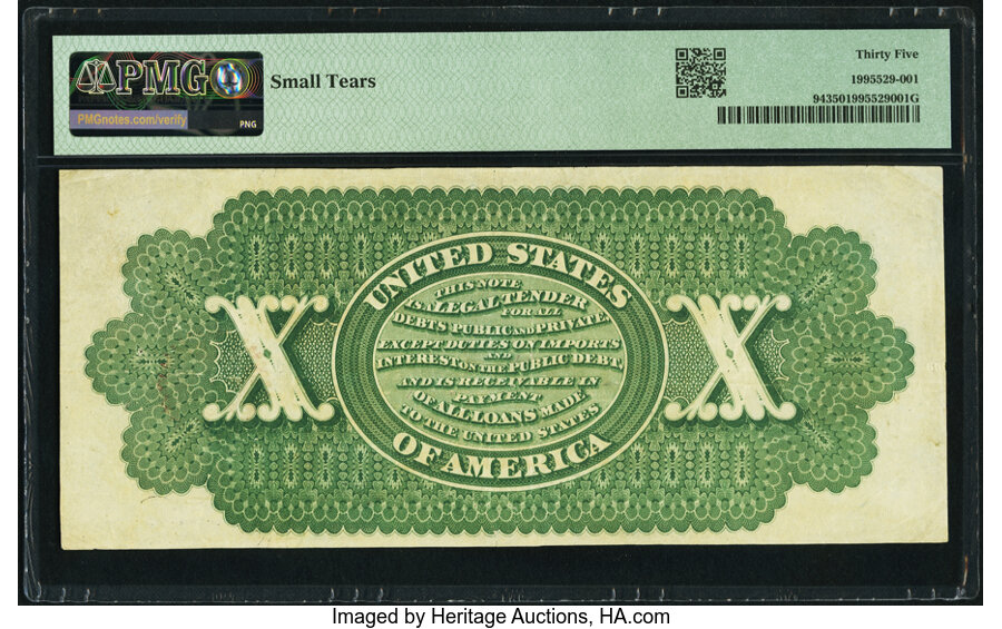 image for: Fr. 94 $10 1862 Legal Tender PMG Choice Very Fine 35....