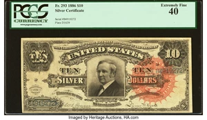 image for: Fr. 293 $10 1886 Silver Certificate PCGS Extremely Fine 40....