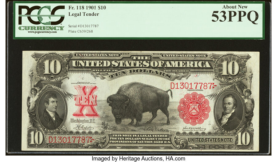 image for: Fr. 118 $10 1901 Legal Tender PCGS About New 53PPQ....