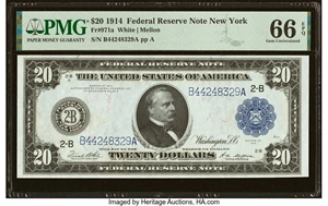 image for: Fr. 971a $20 1914 Federal Reserve Note PMG Gem Uncirculated 66 EPQ....
