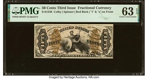 image for: Fr. 1348 50¢ Third Issue Justice PMG Choice Uncirculated 63 EPQ....
