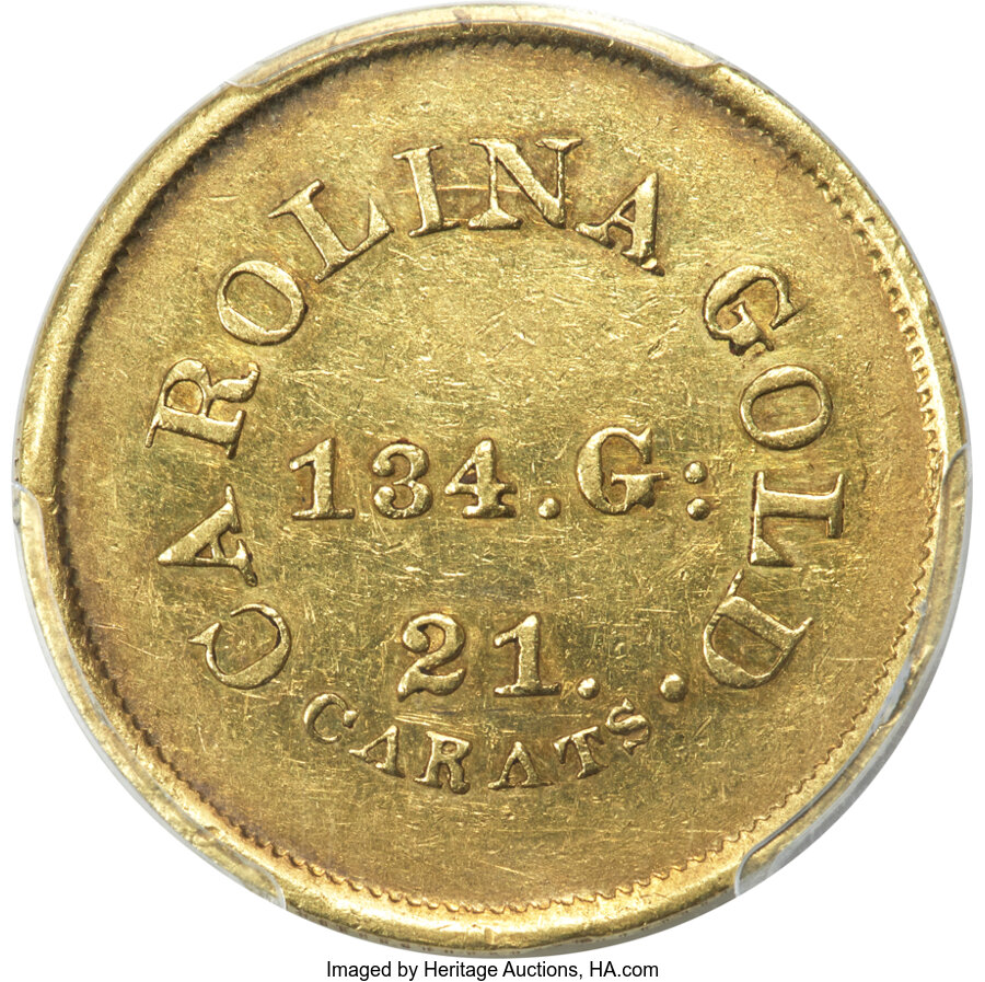 image for: (1842-52) $5 A. Bechtler Five Dollar, 134 G. 21 C, AU55 PCGS. CAC. K-27, High R.5....