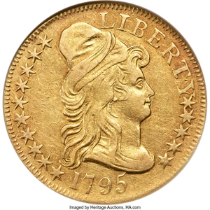 image for: 1795 $5 Small Eagle, BD-4, R.5 -- Tooled -- ANACS Details. XF45. ...
