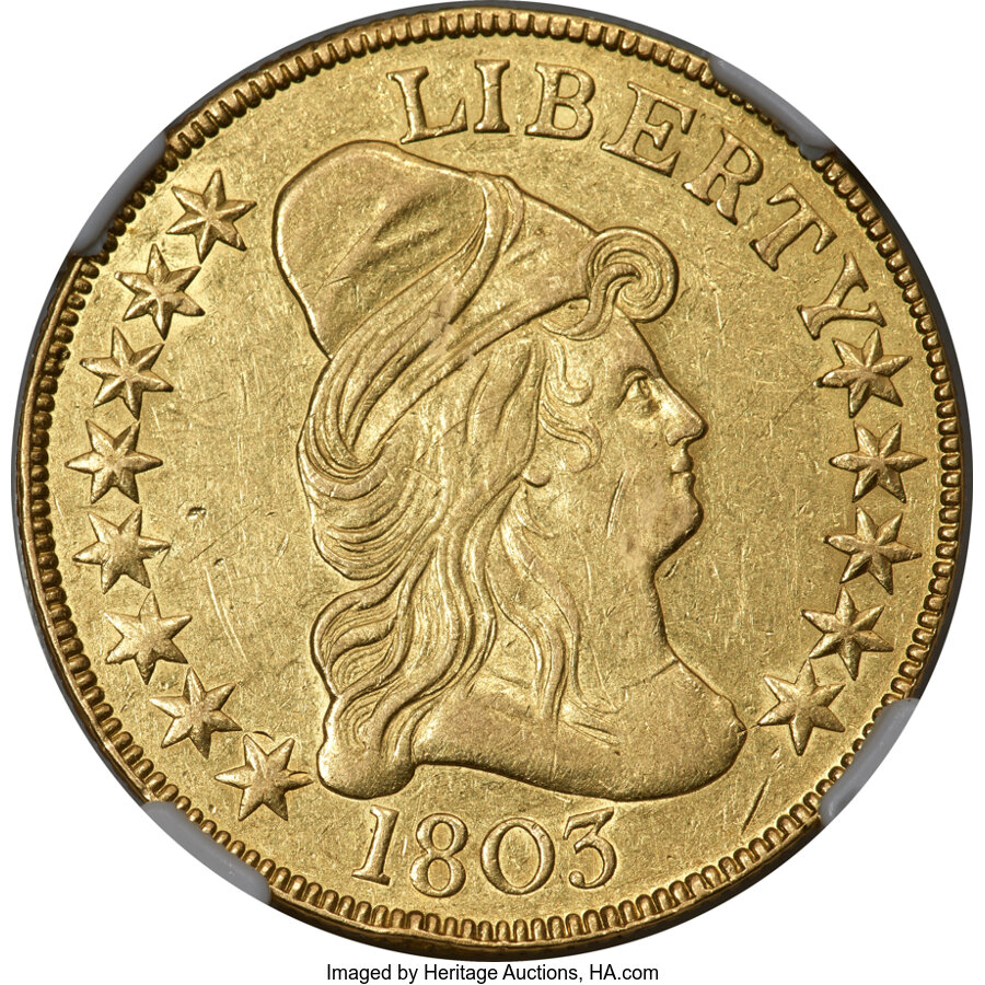 image for: 1803 $10 Small Reverse Stars, BD-3, R.4, AU53 NGC....