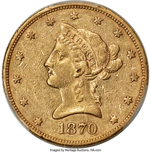 image for: 1870-CC $10 XF45 PCGS. Winter 1-B....