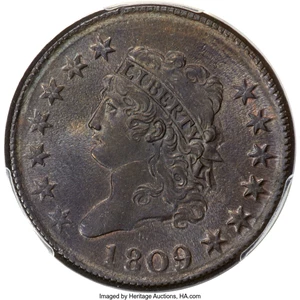 image for: 1809 1C S-280, B-1, R.2, MS64 Brown PCGS. CAC....