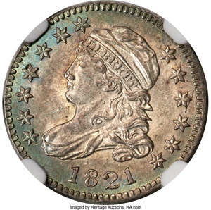 image for: 1821 10C Large Date, JR-4, R.2, MS64 NGC....