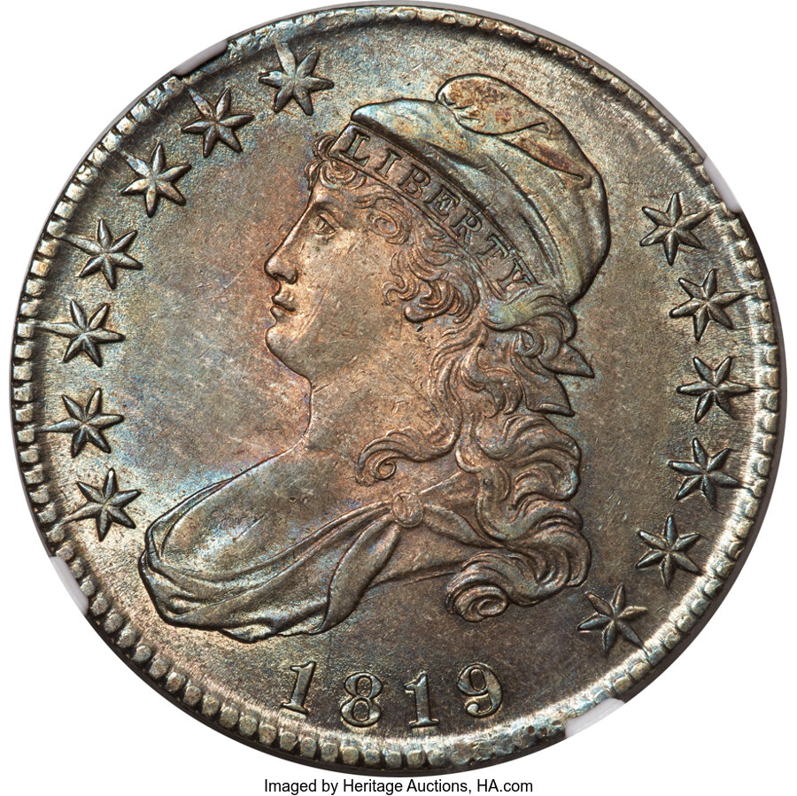 image for: 1819 50C O-110a, R.3, AU58 NGC....