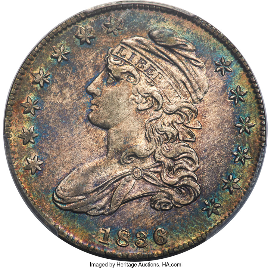 image for: 1836 50C Lettered Edge, O-109, Low R.4, AU55 PCGS....