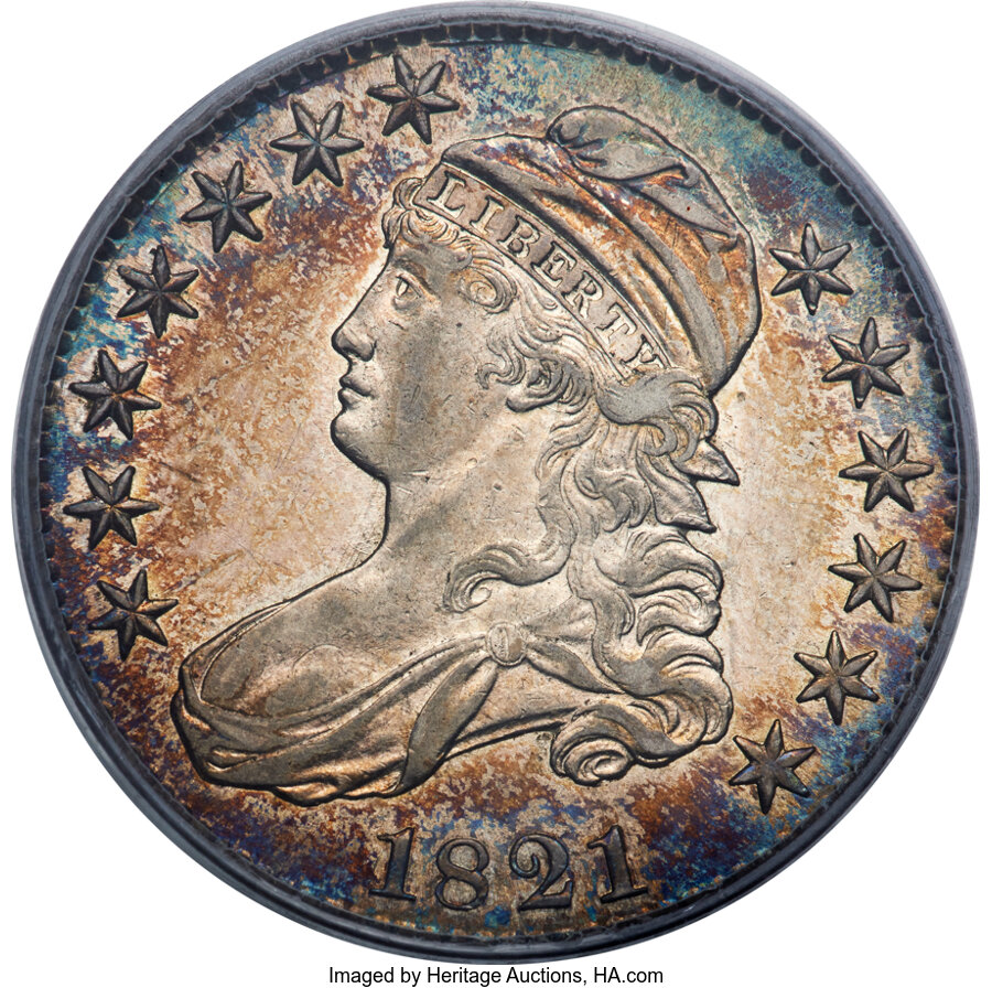 image for: 1821 50C O-104, R.1, AU53 PCGS....