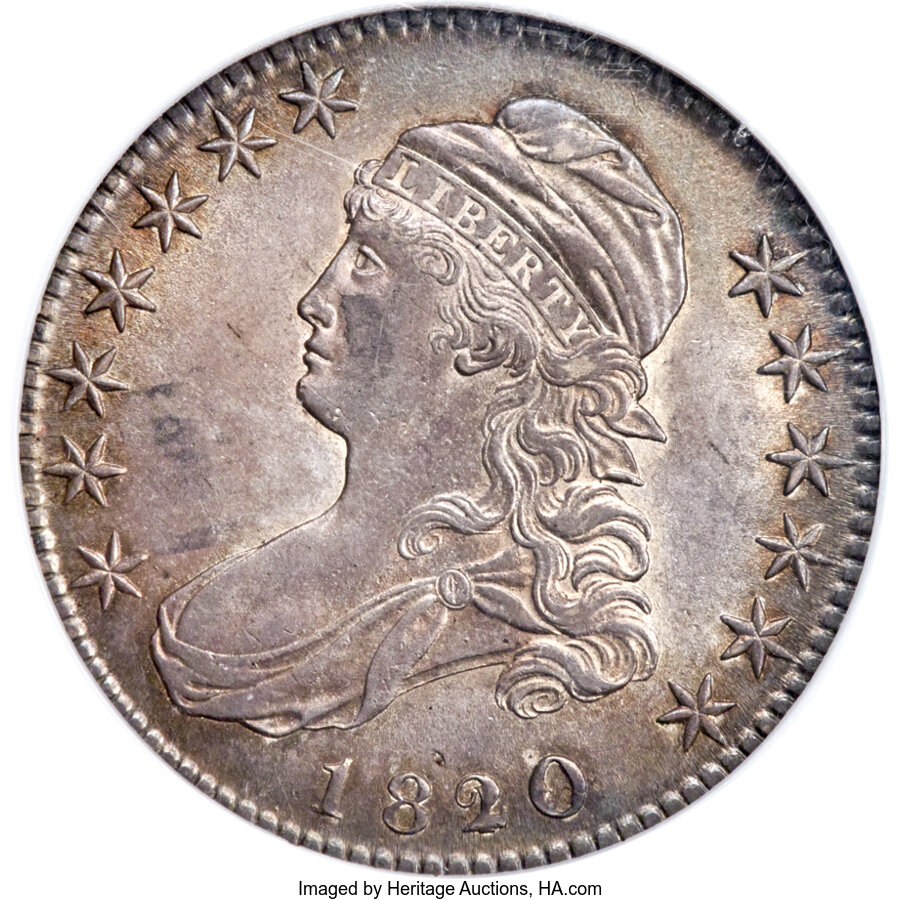 image for: 1820/19 50C Square Base 2, O-101a, R.2, AU58 NGC....