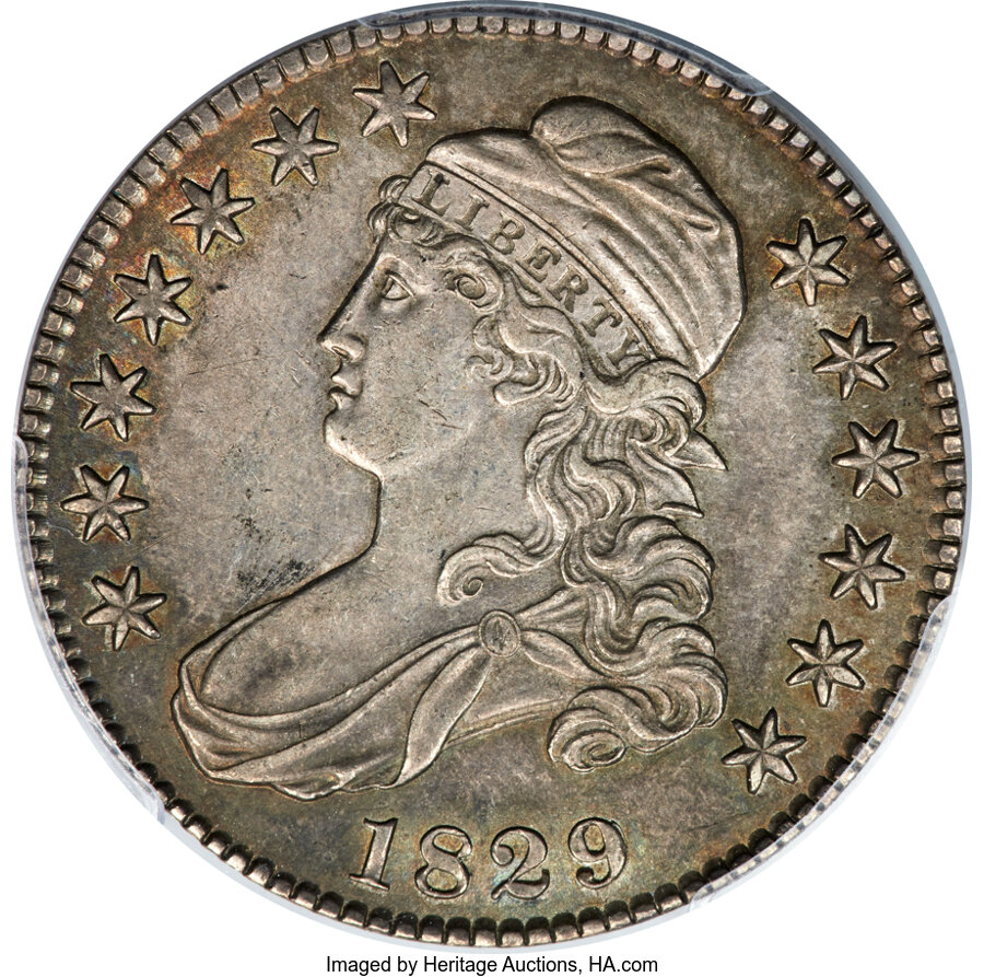 image for: 1829 50C Large Letters, O-110, R.3, AU58 PCGS. CAC....