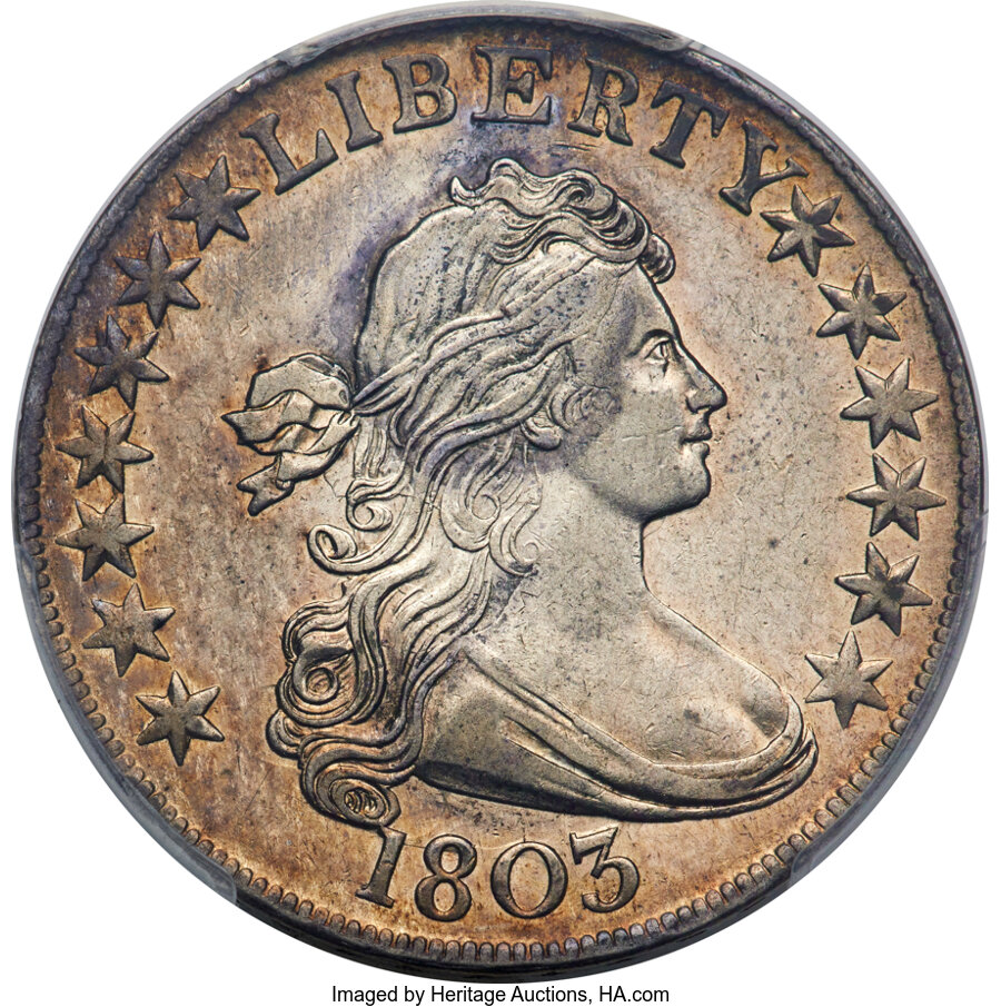 image for: 1803 50C Large 3, Small Reverse Stars, 12 Arrows, O-101, T-1, R.3, AU53 PCGS....