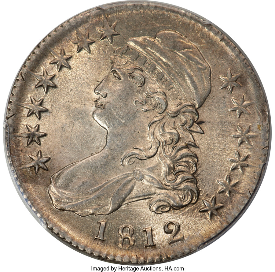 image for: 1812 50C Large 8, O-108a, R.3, AU58 PCGS....