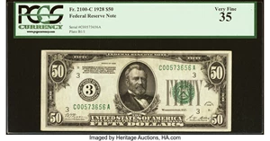 image for: Fr. 2100-C $50 1928 Federal Reserve Note. PCGS Very Fine 35....